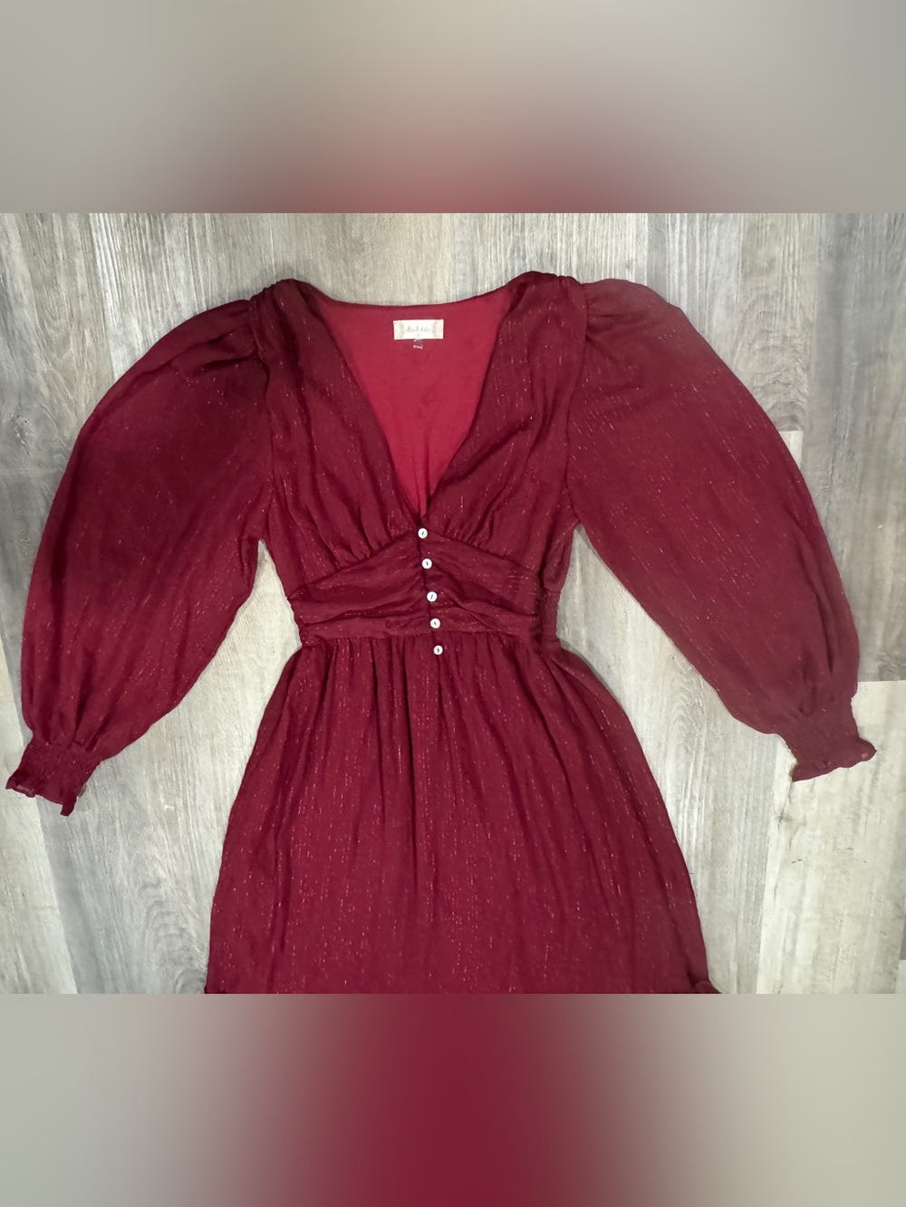 Altar'd State Deep Burgundy Long-Sleeve V-Neck Maxi Dress - Picture 4 of 13